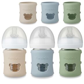 PandaEar 3 Pack Silicone Sleeves for Philips Avent Natural Glass Baby Bottles 4 oz, Shatterproof Anti-Breakage and Heat Resistant Bottle Holder, BPA-Free, Compatible with 4 oz Avent Glass Bottles