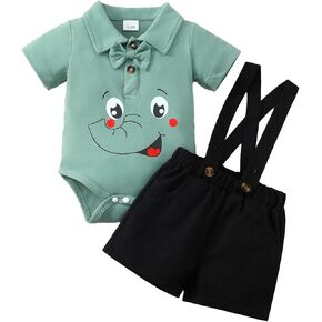 SUNNY PIGGY Baby Boy Clothes Newborn Outfits Cartoon Romper Infant Adjustable Overalls Suspender Jumpsuit Shorts Set