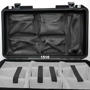 Lid Organizer for The Pelican 1510 Case, 5 Mesh Pockets Design for Storage, Comes with Screws, Fits for 20.87 x 11.42 Inches Internal Case Size Bigger Hard Cases Camera Cases Diving Dry Boxes