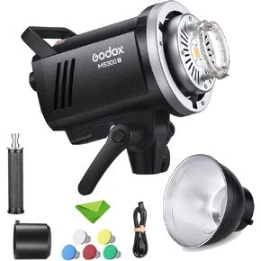 Godox MS300V w/Godox AD-R6 Reflector 300W Studio Flash 5600±200K 0.1-1.8S Recycle Time with LED Modeling Lamp LED Light Strobe Flash Monolight for Photography, etc (MS300 Upgraded Version)