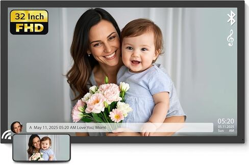 Nexfoto 21.5 بوصة إطار الصورة الرقمية 64 جيجابايت ، إطار صور رقمي كبير 1920 × 1080 IPS FHD مع مستشعر الضوء ، الدوران التلقائي ، التحكم عن بُعد ، يسهل مشاركته عبر التطبيق والبريد الإلكتروني in Kuwait