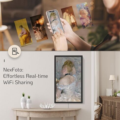 Nexfoto 21.5 بوصة إطار الصورة الرقمية 64 جيجابايت ، إطار صور رقمي كبير 1920 × 1080 IPS FHD مع مستشعر الضوء ، الدوران التلقائي ، التحكم عن بُعد ، يسهل مشاركته عبر التطبيق والبريد الإلكتروني in Kuwait