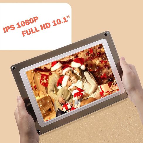 10.1-Inch Wi-Fi Digital Picture Frame with Frameo App - Acrylic Frame Design, 32GB Storage, IPS Touchscreen, Auto-Rotate, Easy Sharing via App (10.1-Acrylic) in Kuwait