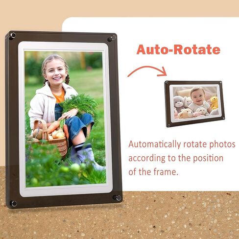 10.1-Inch Wi-Fi Digital Picture Frame with Frameo App - Acrylic Frame Design, 32GB Storage, IPS Touchscreen, Auto-Rotate, Easy Sharing via App (10.1-Acrylic) in Kuwait