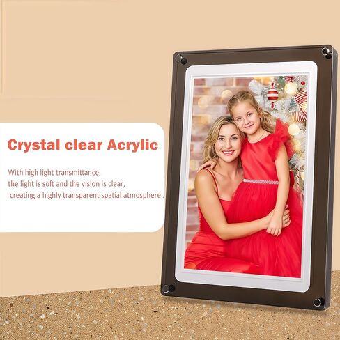 10.1-Inch Wi-Fi Digital Picture Frame with Frameo App - Acrylic Frame Design, 32GB Storage, IPS Touchscreen, Auto-Rotate, Easy Sharing via App (10.1-Acrylic) in Kuwait