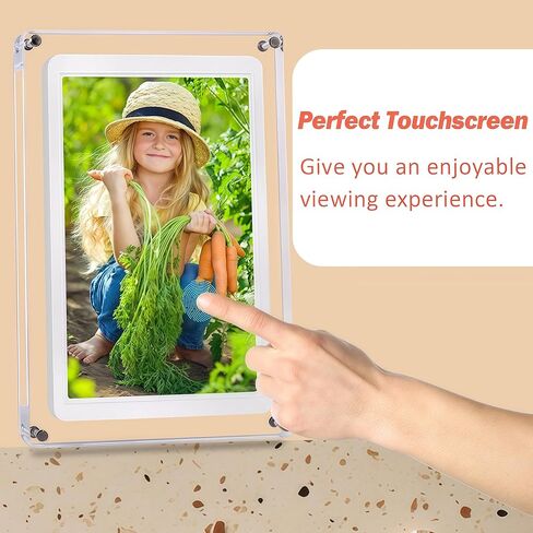 10.1-Inch Wi-Fi Digital Picture Frame with Frameo App - Acrylic Frame Design, 32GB Storage, IPS Touchscreen, Auto-Rotate, Easy Sharing via App (10.1-Acrylic) in Kuwait