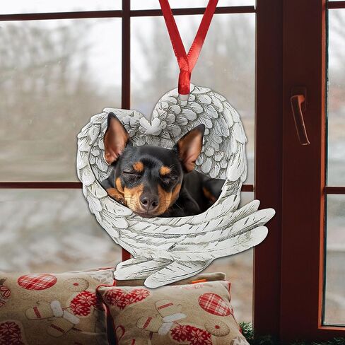 Talataca مصغرة Pinscher النوم الملاك الحيوان كلب مزرعة 2D شقة سيارة مرآة الرؤية الخلفية الملحقات شجرة عيد الميلاد زخرفة الديكور شنقا سحر الداخلية الرؤية الخلفية قلادة ديكور هدية in Kuwait