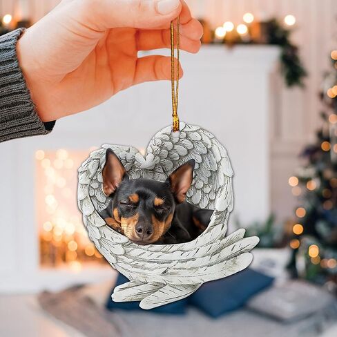 Talataca مصغرة Pinscher النوم الملاك الحيوان كلب مزرعة 2D شقة سيارة مرآة الرؤية الخلفية الملحقات شجرة عيد الميلاد زخرفة الديكور شنقا سحر الداخلية الرؤية الخلفية قلادة ديكور هدية in Kuwait