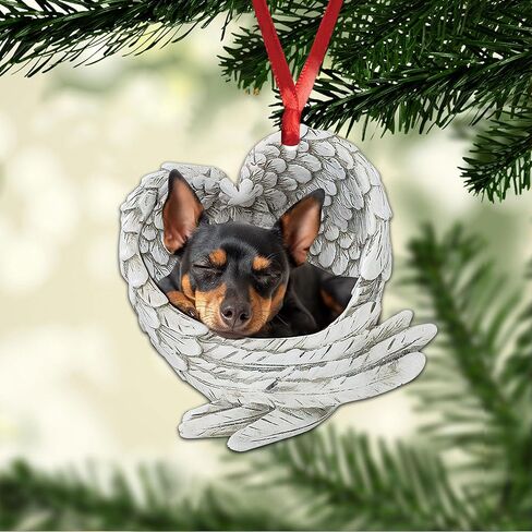Talataca مصغرة Pinscher النوم الملاك الحيوان كلب مزرعة 2D شقة سيارة مرآة الرؤية الخلفية الملحقات شجرة عيد الميلاد زخرفة الديكور شنقا سحر الداخلية الرؤية الخلفية قلادة ديكور هدية in Kuwait
