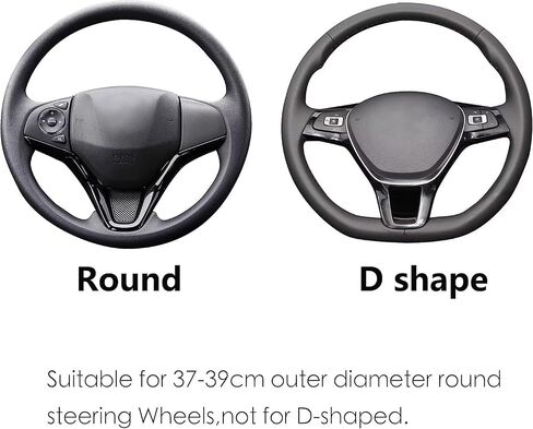 ALEMODR Black Carbon Fiber Leather Steering Wheel Cover Universal 15 inch in Saudi Arabia