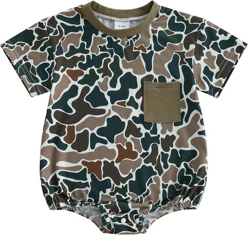 GOOCHEER Newborn Infant Baby Boy Summer Romper Outfit Camouflage Short Sleeve Bodysuit Jumpsuit Clothes in Saudi Arabia