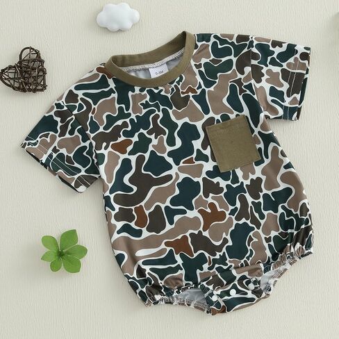 GOOCHEER Newborn Infant Baby Boy Summer Romper Outfit Camouflage Short Sleeve Bodysuit Jumpsuit Clothes in Saudi Arabia