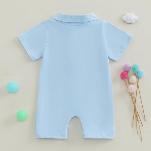 Suolongsama Baby Boy Golf Outfit Newborn Short Sleeve Short Romper Button Down Collared Jumpsuit Summer One Piece Outfits in Kuwait