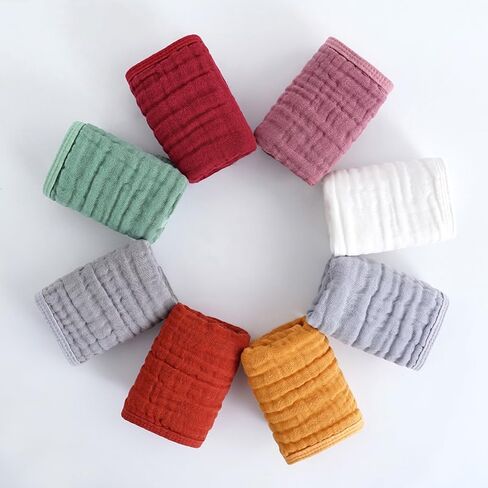 Muslin Burp Cloths for Baby,100% Cotton Baby Washcloths for Baby, Large 20''X 10'' Super Soft and Absorbent,10 Pack (Bright red Color, 25 * 50) in Saudi Arabia