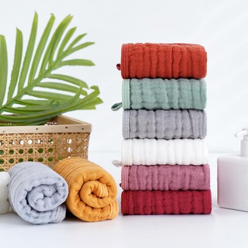 Muslin Burp Cloths for Baby,100% Cotton Baby Washcloths for Baby, Large 20''X 10'' Super Soft and Absorbent,10 Pack (Bright red Color, 25 * 50) in Saudi Arabia