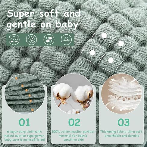 Muslin Burp Cloths for Baby,100% Cotton Baby Washcloths for Baby, Large 20''X 10'' Super Soft and Absorbent,10 Pack (Bright red Color, 25 * 50) in Saudi Arabia