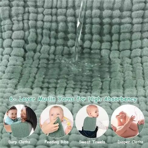 Muslin Burp Cloths for Baby,100% Cotton Baby Washcloths for Baby, Large 20''X 10'' Super Soft and Absorbent,10 Pack (Bright red Color, 25 * 50) in Saudi Arabia