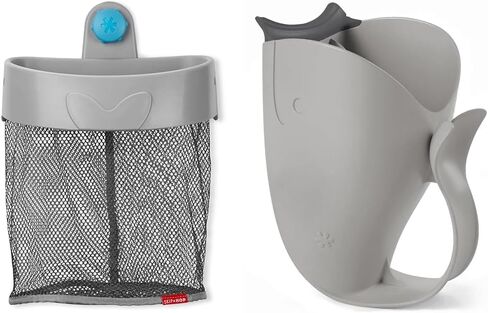 Skip Hop Moby Bath Toy Organizer Scoop and Baby Bath Rinse Cup Waterfall Rinser Bundle, Grey in Saudi Arabia