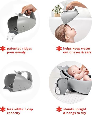 Skip Hop Moby Bath Toy Organizer Scoop and Baby Bath Rinse Cup Waterfall Rinser Bundle, Grey in Saudi Arabia