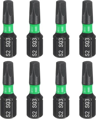 HARFINGTON 8pcs SQ3 Square Screwdriver Bit 1/4" Hex Shank 25mm/1" Length Magnetic 4 Point Head Hex Bits S2 Steel Screw Driver Bit Industrial Grade Electric Drill Bits in Saudi Arabia