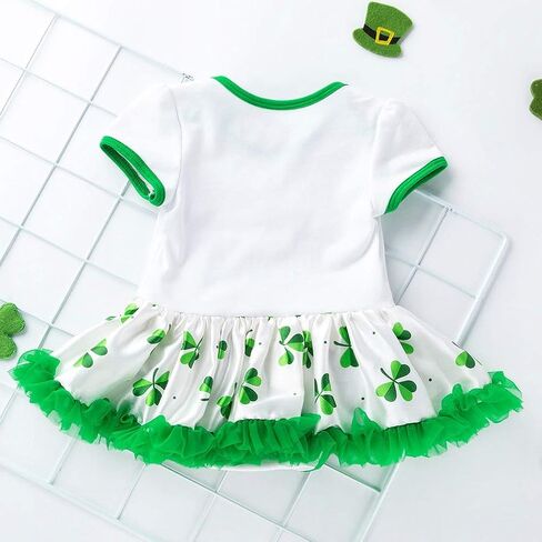 AGQT Infant Baby Girls St. Patrick’s Day Outfit 3Pcs Green Shamrock Romper Bodysuit 0-24 Months in Kuwait