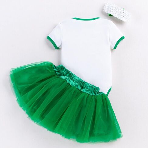 AGQT Infant Baby Girls St. Patrick’s Day Outfit 3Pcs Green Shamrock Romper Bodysuit 0-24 Months in Kuwait