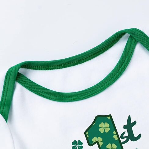 AGQT Infant Baby Girls St. Patrick’s Day Outfit 3Pcs Green Shamrock Romper Bodysuit 0-24 Months in Kuwait