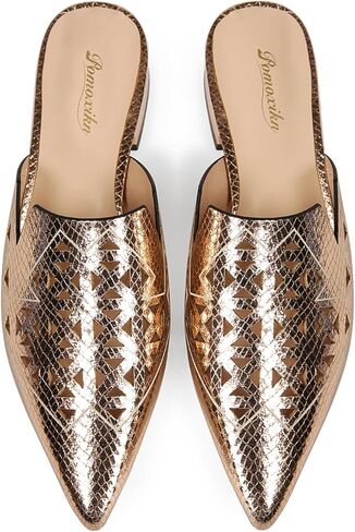 Mules for Women Pointed Toe Backless Mesh Flat Mule Casual Slides Slip On Comfortable Fashion Dress Shoes in Kuwait