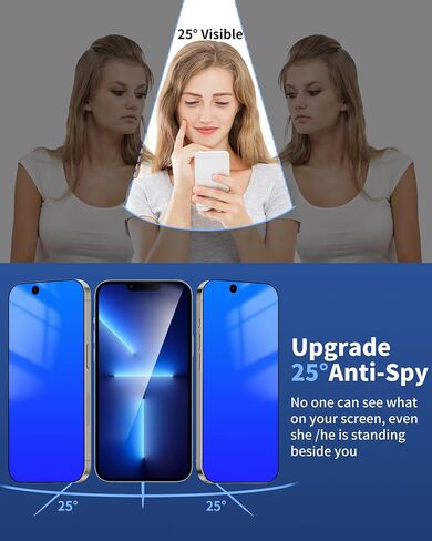 عبوتان من واقي شاشة الخصوصية لهاتف iPhone 15 Pro متدرج ملون لهاتف iPhone15 Pro مضاد للتجسس من الزجاج المقسى بتغطية كاملة وإطار سهل التركيب مضاد للضوء الأزرق (6.1 بوصة أزرق) in Kuwait