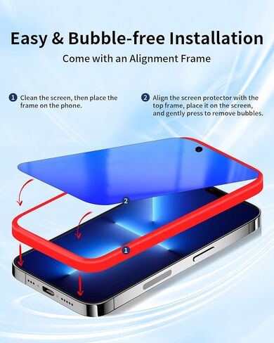 عبوتان من واقي شاشة الخصوصية لهاتف iPhone 15 Pro متدرج ملون لهاتف iPhone15 Pro مضاد للتجسس من الزجاج المقسى بتغطية كاملة وإطار سهل التركيب مضاد للضوء الأزرق (6.1 بوصة أزرق) in Kuwait