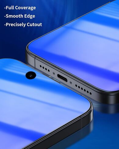 عبوتان من واقي شاشة الخصوصية لهاتف iPhone 15 Pro متدرج ملون لهاتف iPhone15 Pro مضاد للتجسس من الزجاج المقسى بتغطية كاملة وإطار سهل التركيب مضاد للضوء الأزرق (6.1 بوصة أزرق) in Kuwait