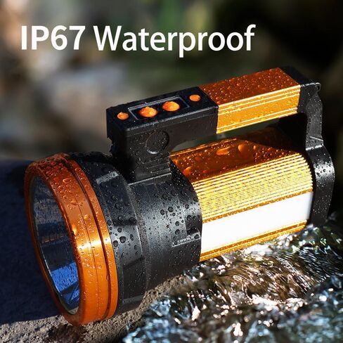 1000,000LM Spotlight 13600mAh Spotlight Flashlight 80H Long Lasting IP67 Waterproof Rechargeable Spotlight 3Modes Spot Light for Outdoor Indoor Camping Home Emergency in Saudi Arabia