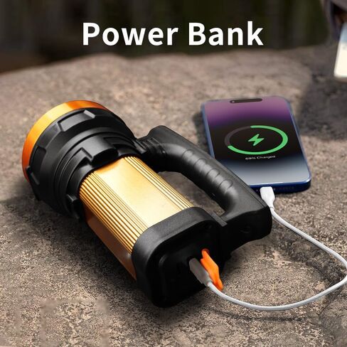 1000,000LM Spotlight 13600mAh Spotlight Flashlight 80H Long Lasting IP67 Waterproof Rechargeable Spotlight 3Modes Spot Light for Outdoor Indoor Camping Home Emergency in Saudi Arabia