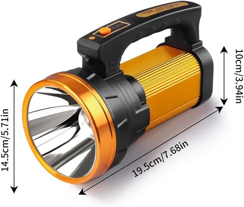 1000,000LM Spotlight 13600mAh Spotlight Flashlight 80H Long Lasting IP67 Waterproof Rechargeable Spotlight 3Modes Spot Light for Outdoor Indoor Camping Home Emergency in Saudi Arabia