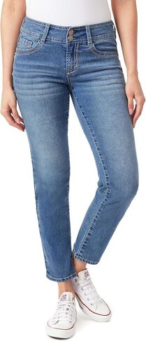 WallFlower Women's Luscious Curvy Straight 29" Mid-Rise Insta Stretch Juniors Jeans in Kuwait