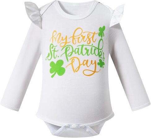 Newborn Baby My First St. Patrick's Day Baby Girl Outfit Onesie + Tutu + Leg Warmers + Headband Set in Saudi Arabia