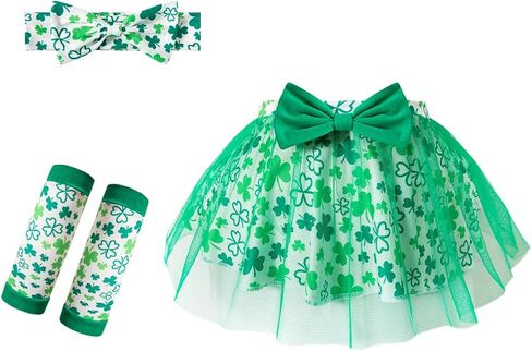 Newborn Baby My First St. Patrick's Day Baby Girl Outfit Onesie + Tutu + Leg Warmers + Headband Set in Saudi Arabia
