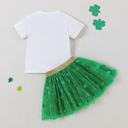 St Patricks Day Toddlers Baby Girl Outfit Lucky Short Sleeves Tutu Skirt Clothes Set in Saudi Arabia