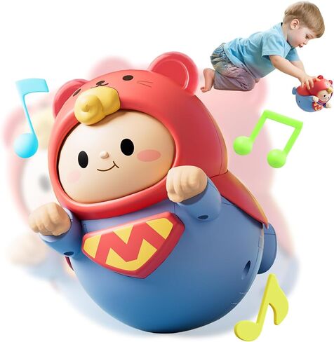 Baby Roly-Poly Toy,Wobble Toy for Boy Gir,Crawling,Tummy Time,Sensory & Musical,Baby Essentials for Travel, Gifts for 18+ Month Toddler in Saudi Arabia