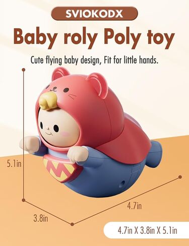 Baby Roly-Poly Toy,Wobble Toy for Boy Gir,Crawling,Tummy Time,Sensory & Musical,Baby Essentials for Travel, Gifts for 18+ Month Toddler in Saudi Arabia