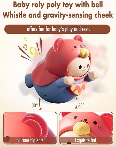 Baby Roly-Poly Toy,Wobble Toy for Boy Gir,Crawling,Tummy Time,Sensory & Musical,Baby Essentials for Travel, Gifts for 18+ Month Toddler in Saudi Arabia