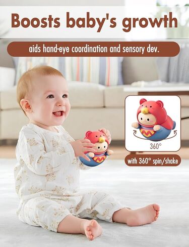 Baby Roly-Poly Toy,Wobble Toy for Boy Gir,Crawling,Tummy Time,Sensory & Musical,Baby Essentials for Travel, Gifts for 18+ Month Toddler in Saudi Arabia