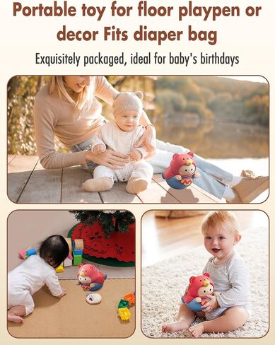 Baby Roly-Poly Toy,Wobble Toy for Boy Gir,Crawling,Tummy Time,Sensory & Musical,Baby Essentials for Travel, Gifts for 18+ Month Toddler in Saudi Arabia
