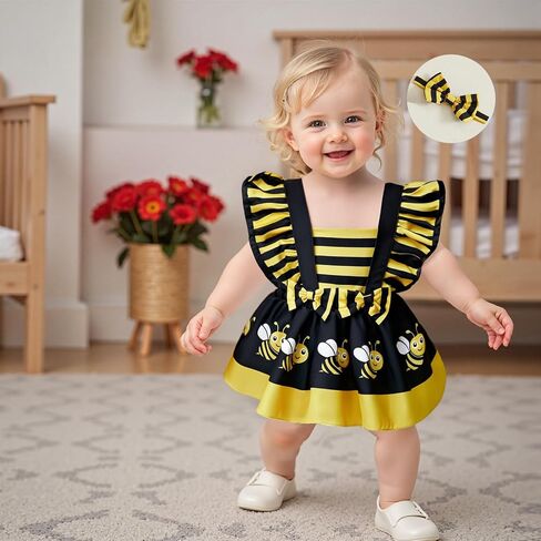 Baby Girl Newborn Romper Dress Ruffled Sleeve Animals Bodysuit Jumpsuit Summer Outfit 3 6 9 12 18Months in Saudi Arabia