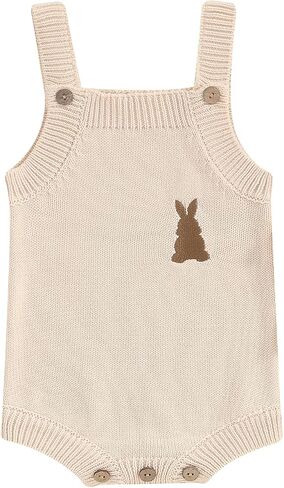 Baby Girl Boy Easter Bunny Romper Sleeveless Knitted Bodysuit Jumpsuit My 1st Easter Outfit Cute Summer Clothes in Saudi Arabia