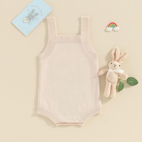 Baby Girl Boy Easter Bunny Romper Sleeveless Knitted Bodysuit Jumpsuit My 1st Easter Outfit Cute Summer Clothes in Saudi Arabia