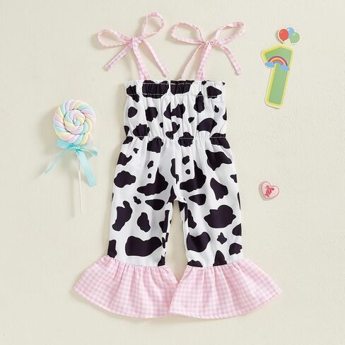 Pudcoco Baby Girls 1st Birthday Outfit Sleeveless Straps Cowgirl Romper 1 Plaid Embroidery Jumpsuit Summer Clothes in Saudi Arabia