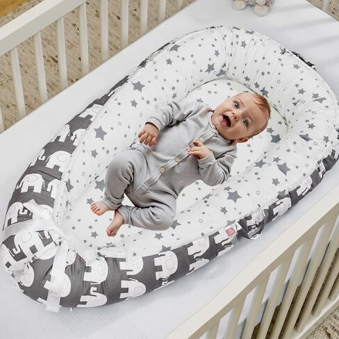 Baby Lounger, Infant Lounger for Newborn, Baby Nest Lounger, Portable Baby Bed, Co Sleeper Bassinet, Baby Girl Boy Shower Gift Essentials, Soft Breathable Baby Floor Seat Lounger (Grey) in Saudi Arabia