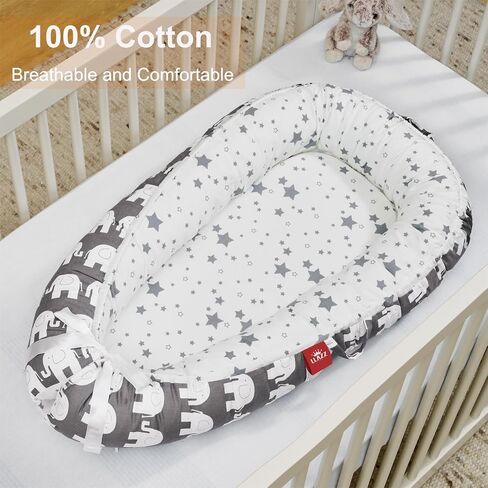 Baby Lounger, Infant Lounger for Newborn, Baby Nest Lounger, Portable Baby Bed, Co Sleeper Bassinet, Baby Girl Boy Shower Gift Essentials, Soft Breathable Baby Floor Seat Lounger (Grey) in Saudi Arabia