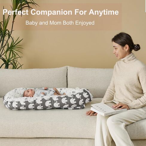 Baby Lounger, Infant Lounger for Newborn, Baby Nest Lounger, Portable Baby Bed, Co Sleeper Bassinet, Baby Girl Boy Shower Gift Essentials, Soft Breathable Baby Floor Seat Lounger (Grey) in Saudi Arabia